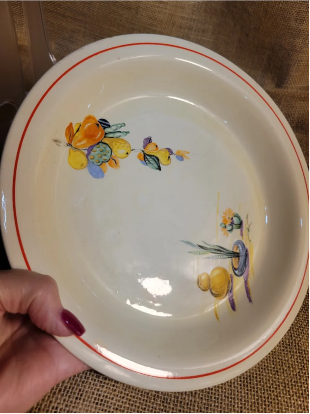 Vintage HLC Kitchen Kraft OvenServe Conchita Pie Plate Red Stripe 9.5